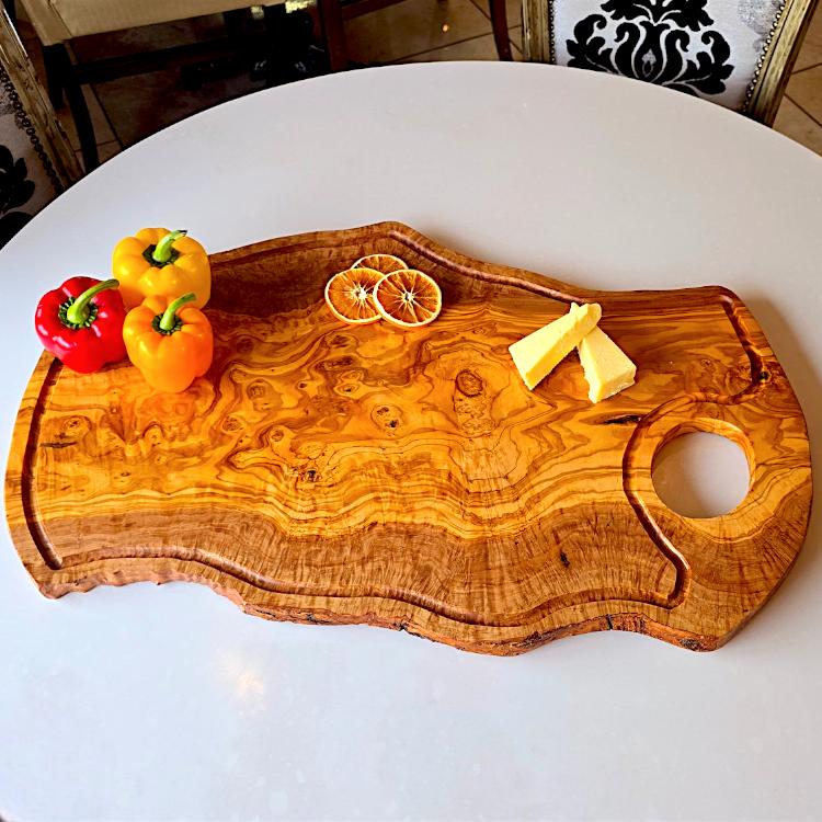 40cm Olive Wood Chopping Board with Juice Groove - Image 3