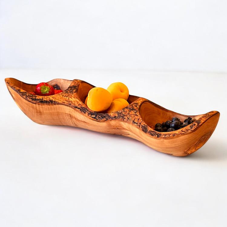 Handcrafted Three-Cavity Tunisian Olive Wood Bowl – Sustainable, Stylish & Multi-Purpose - Image 3