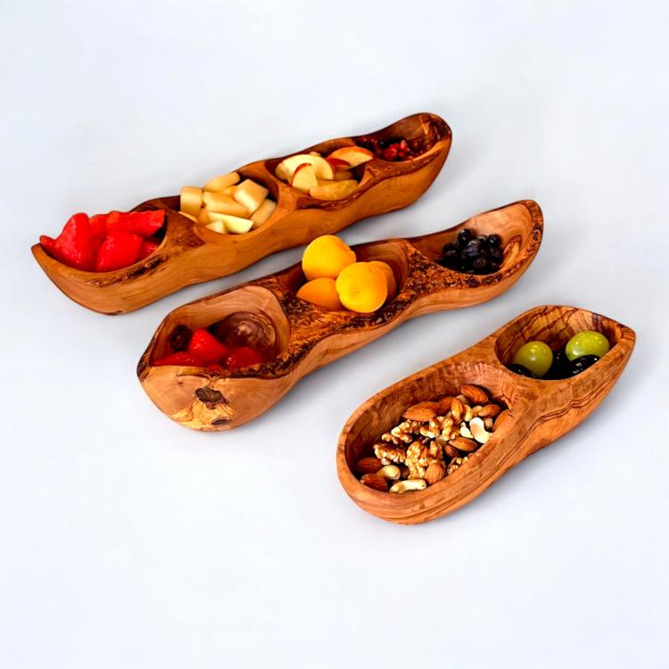 Handcrafted Three-Cavity Tunisian Olive Wood Bowl – Sustainable, Stylish & Multi-Purpose - Image 6