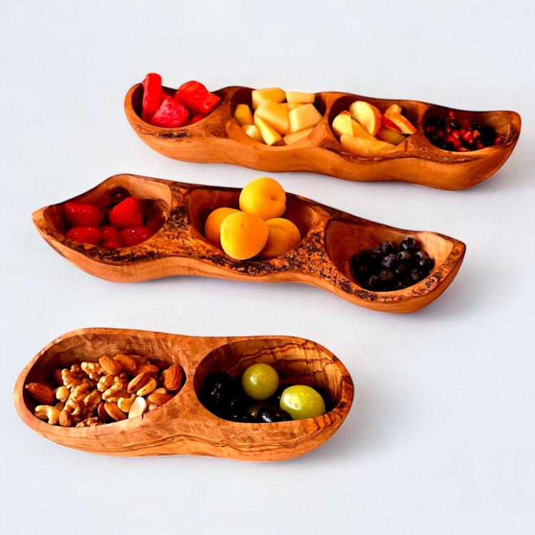 Handcrafted Three-Cavity Tunisian Olive Wood Bowl – Sustainable, Stylish & Multi-Purpose - Image 5