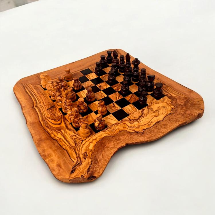 LARGE OLIVE WOOD CHESS BOARD - Image 4